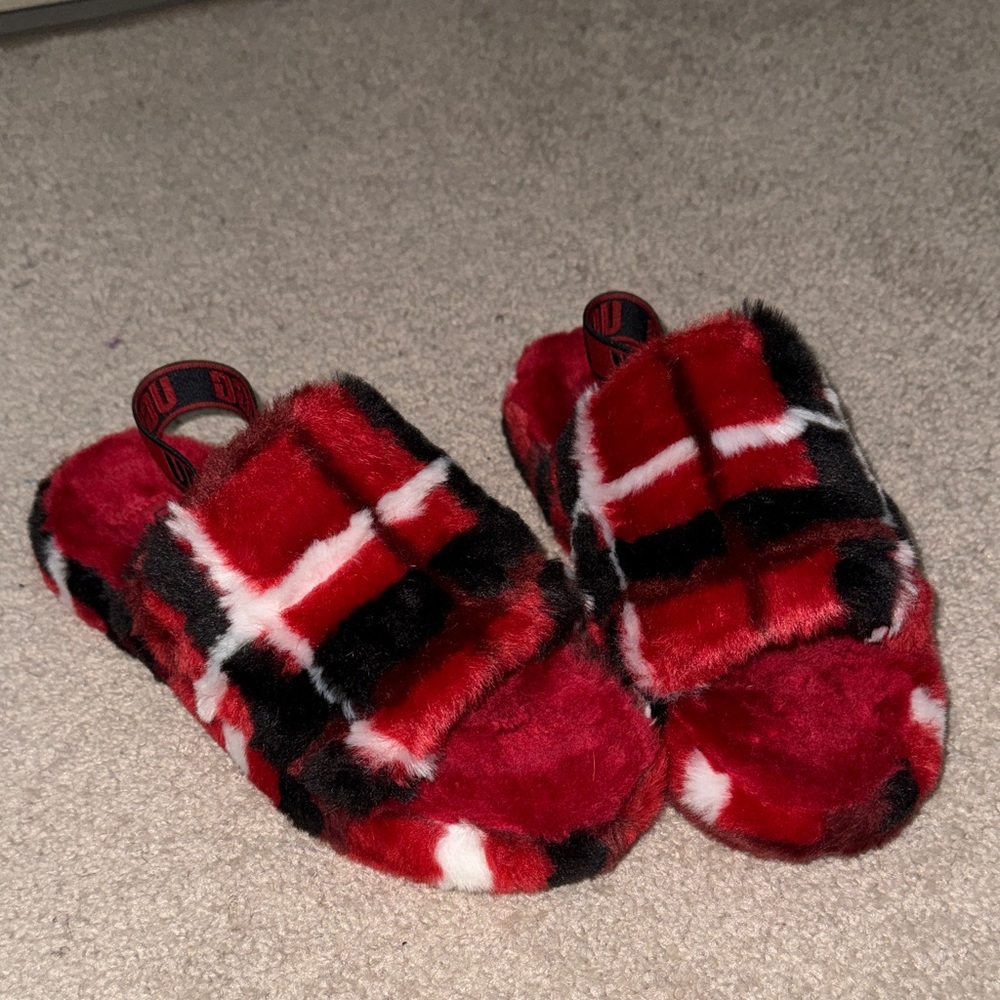 Plaid Fuzzy UGG Slippers